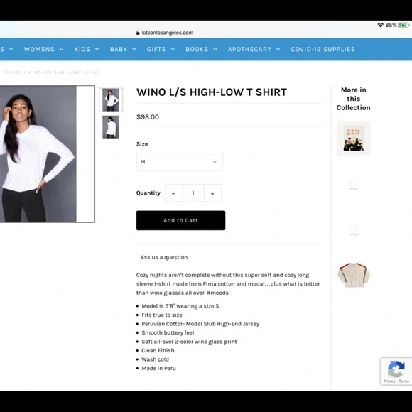 CHRLDR Wino Long Sleeve White High Los Tee Shirt - Picture 8 of 8